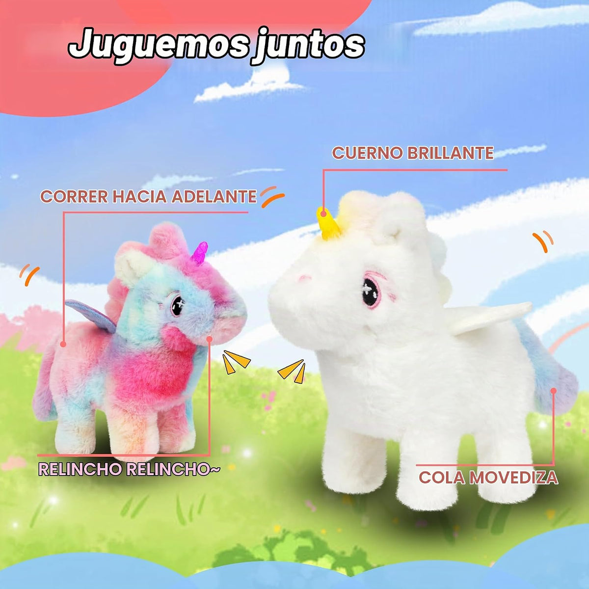Hopearl Unicornio caminante con cuerno brillante, juguete electróni...