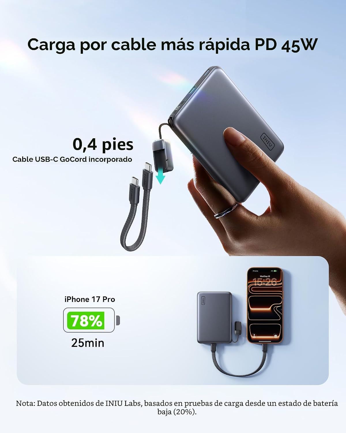 INIU para MagSafe Qi2.2 25W cargador portátil, banco de energía más...