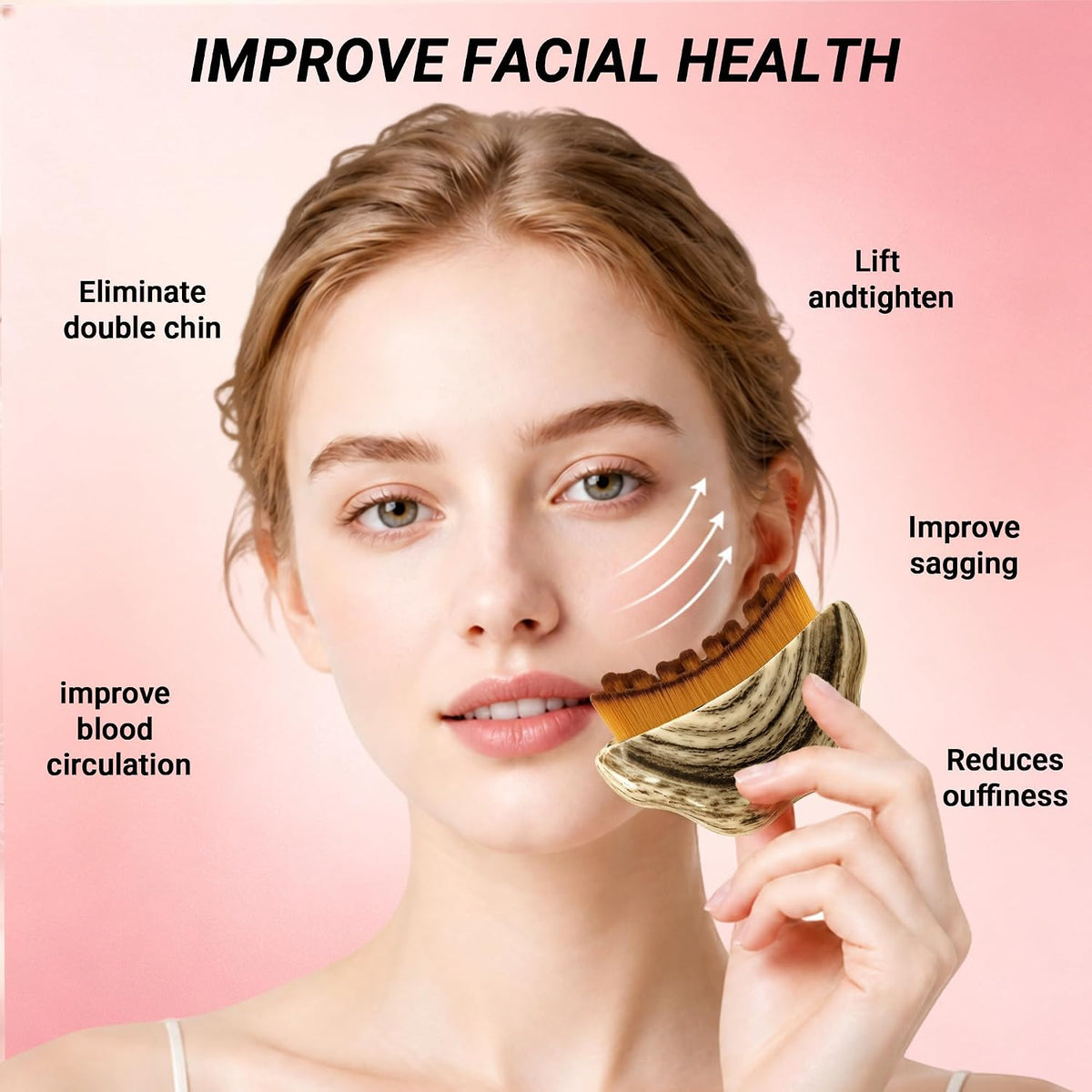 Cepillo facial de drenaje linfático, masajeador Gua Sha desmontable...