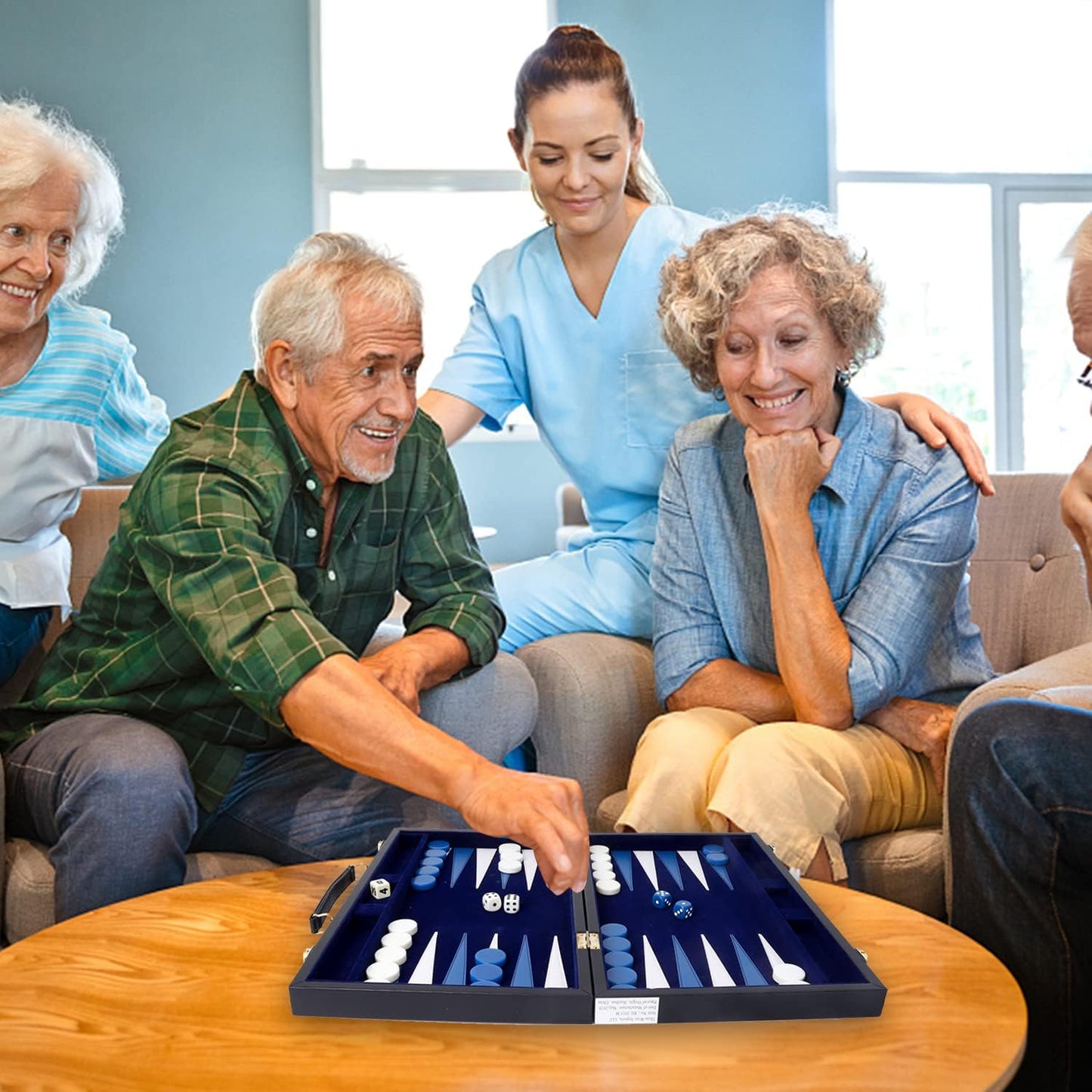 GSE Games &amp; Sports Expert - Juego de mesa de backgammon de piel...
