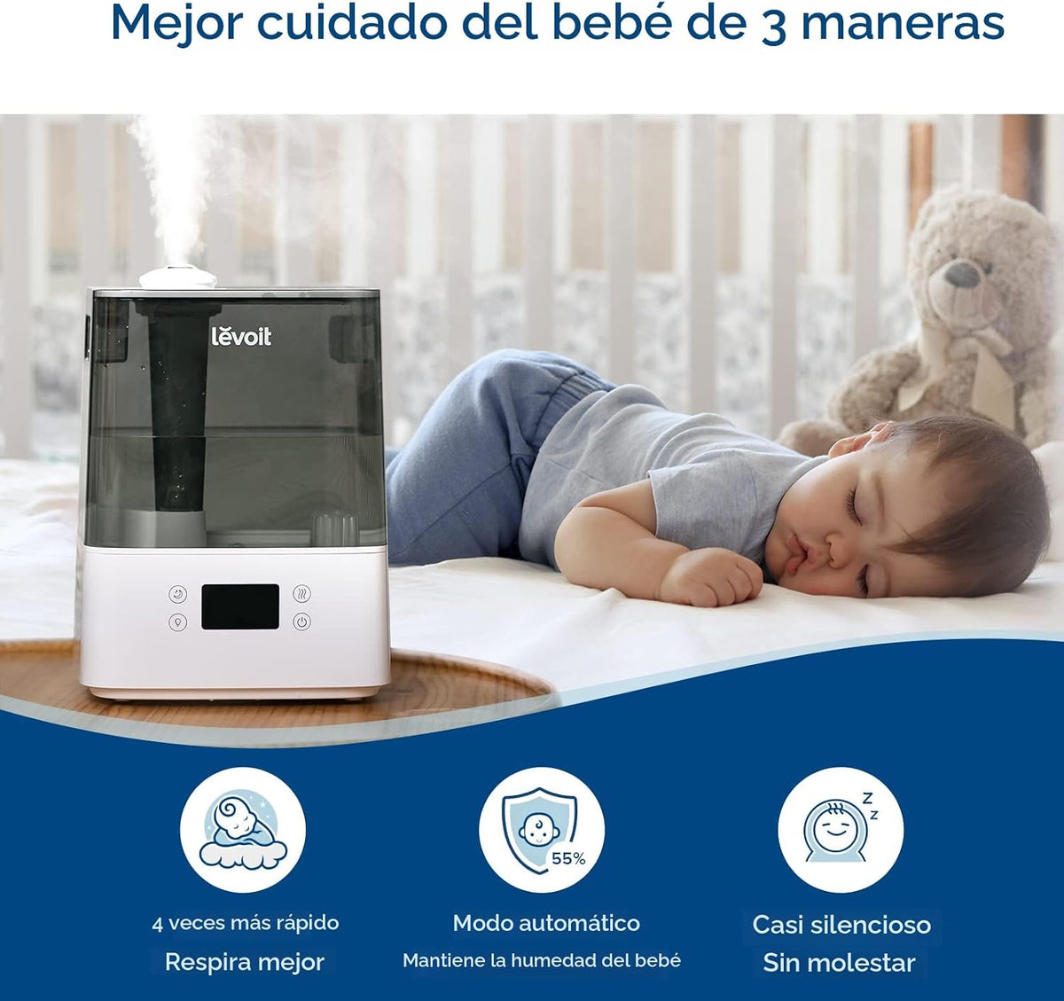 Levoit Humidificadores para dormitorio, habitación grande, 6L, 60 h...