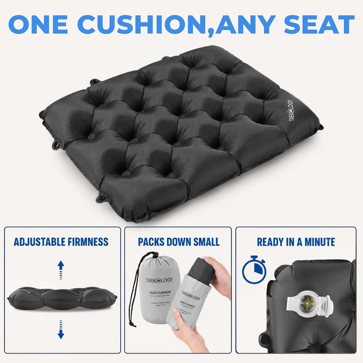 TREKOLOGY Cojín inflable para asiento de estadio para viajes aéreos...