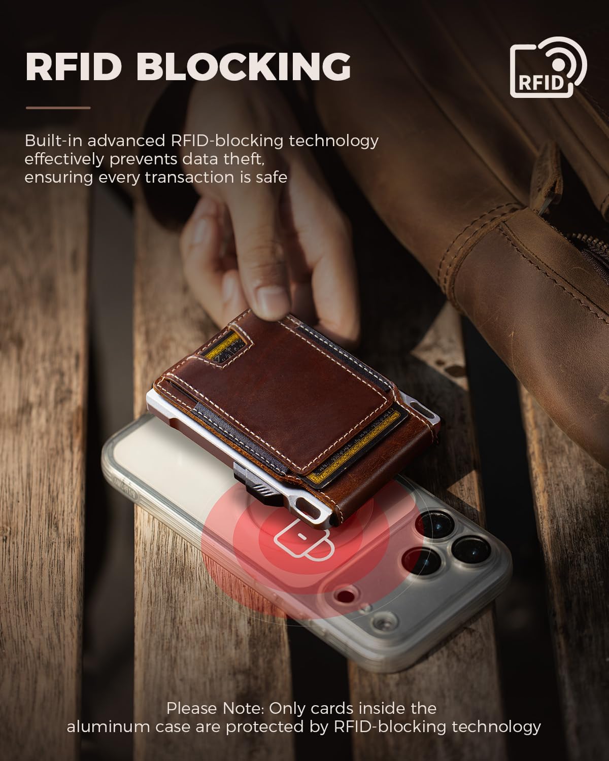 LORZOR Cartera táctica de piel auténtica para hombre, tarjetero des...