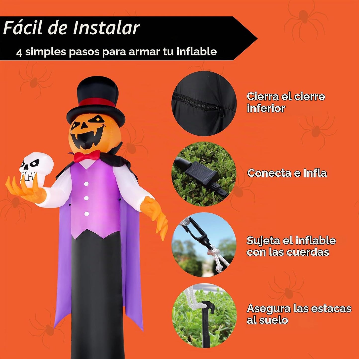 Joiedomi Calabaza inflable gigante de Halloween de 12 pies, vampiro...