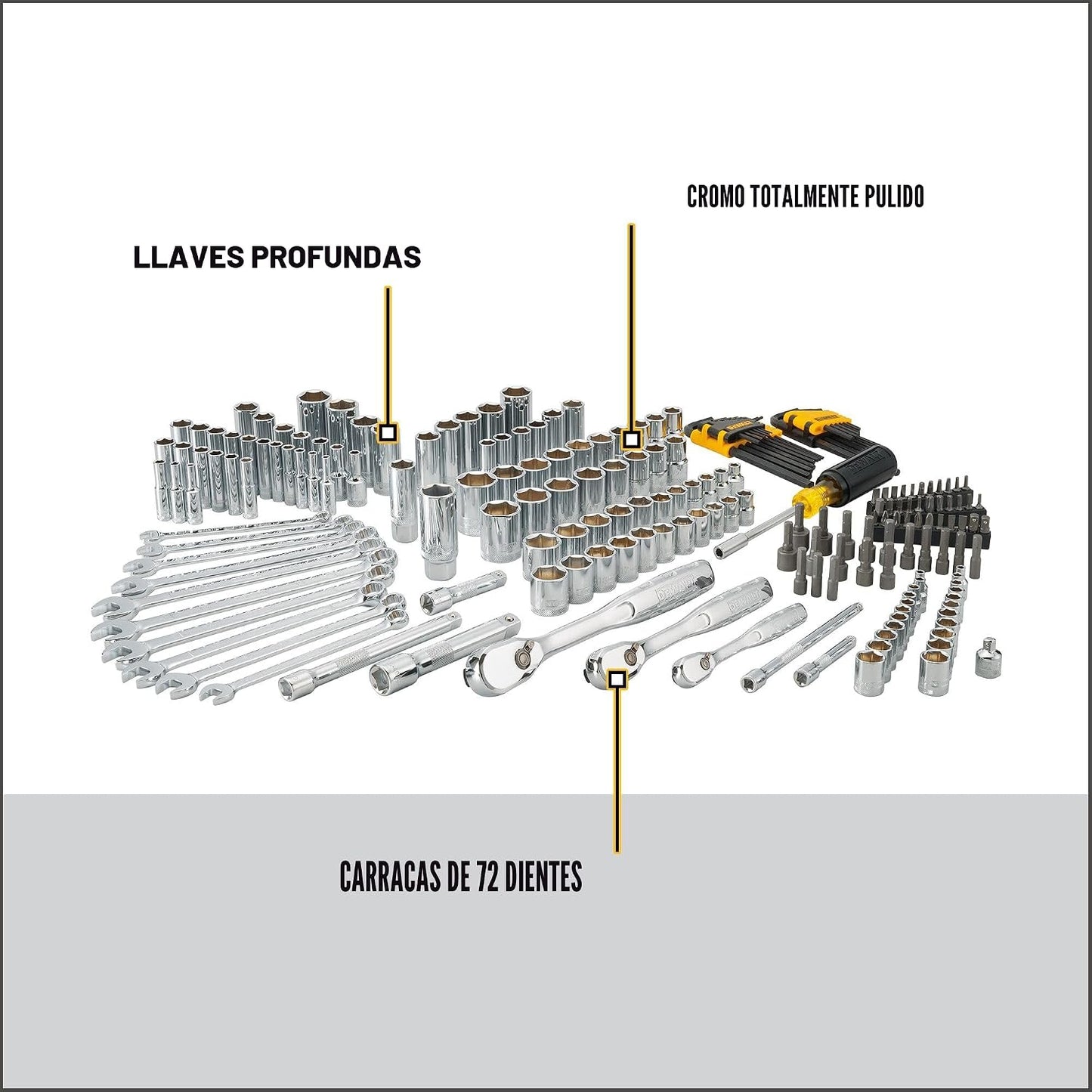 DEWALT - Juego de herramientas mecánicas, encastre de 0.25, 0.375 y...