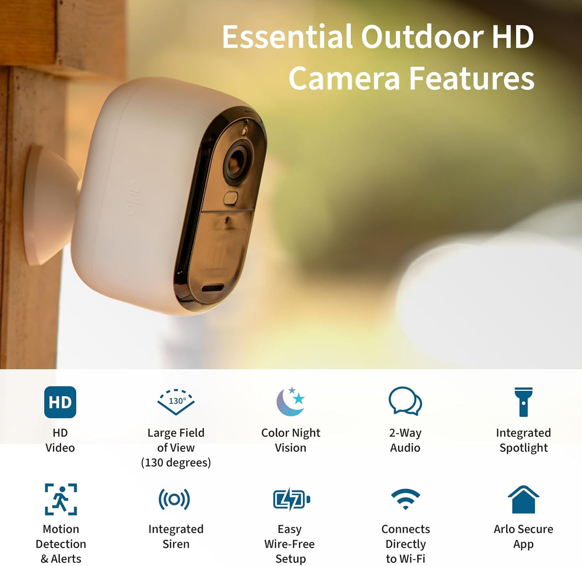 Cámara de seguridad Arlo Essential 1080p HD, para exteriores e inte...