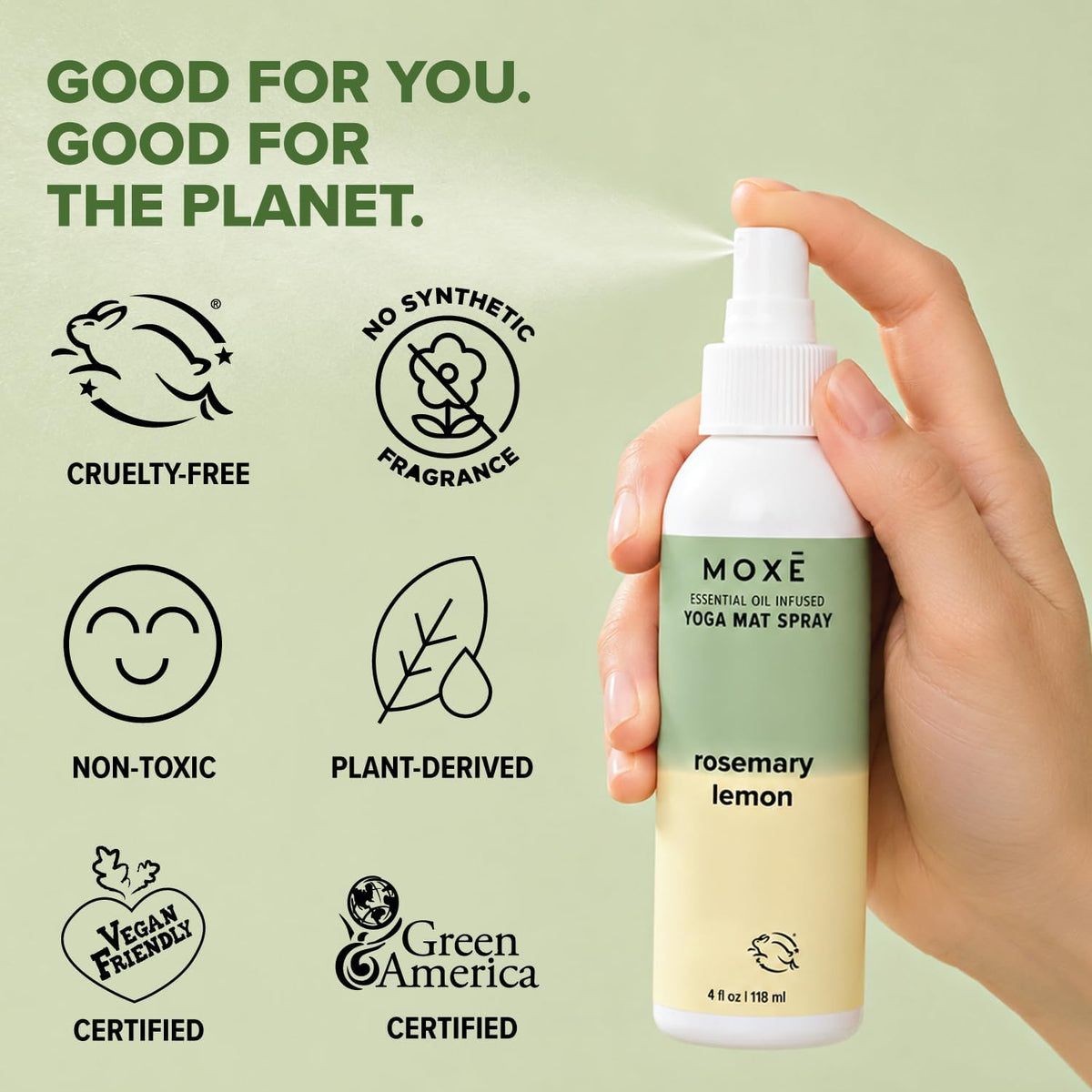 MOXE Spray limpiador de esterilla de yoga, aceite esencial de romer...