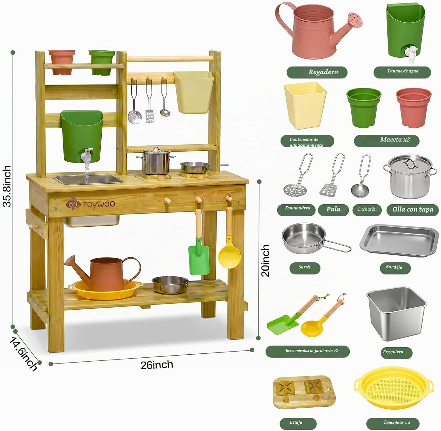 Toywoo Cocina de barro impermeable para niños al aire libre, cocina...