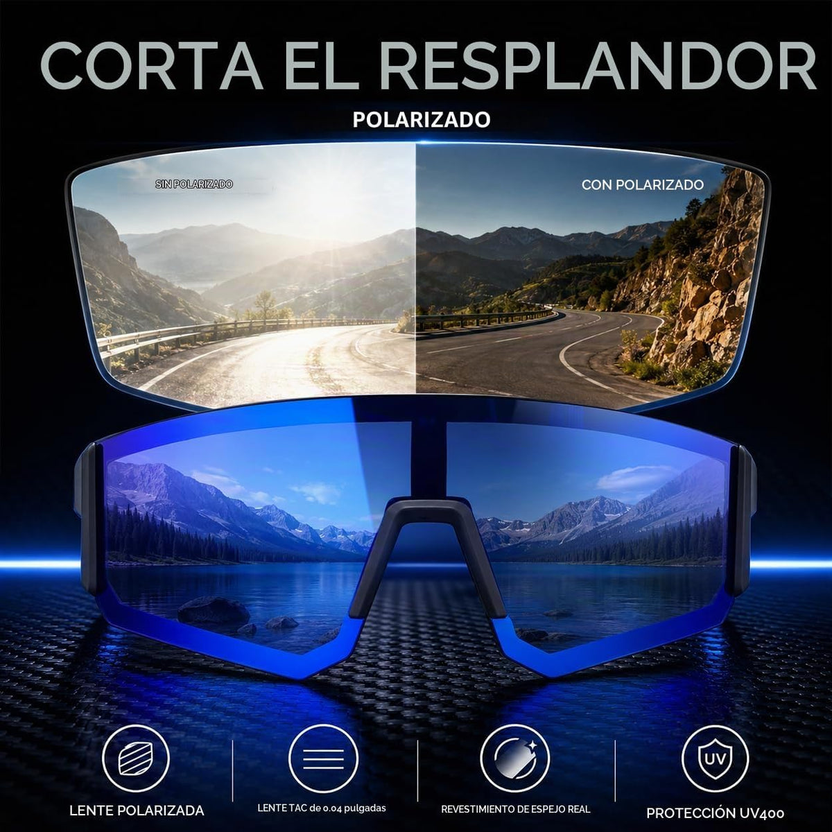 AWGSEE Paquete de 3 lentes de sol deportivos polarizados UV400, mar...