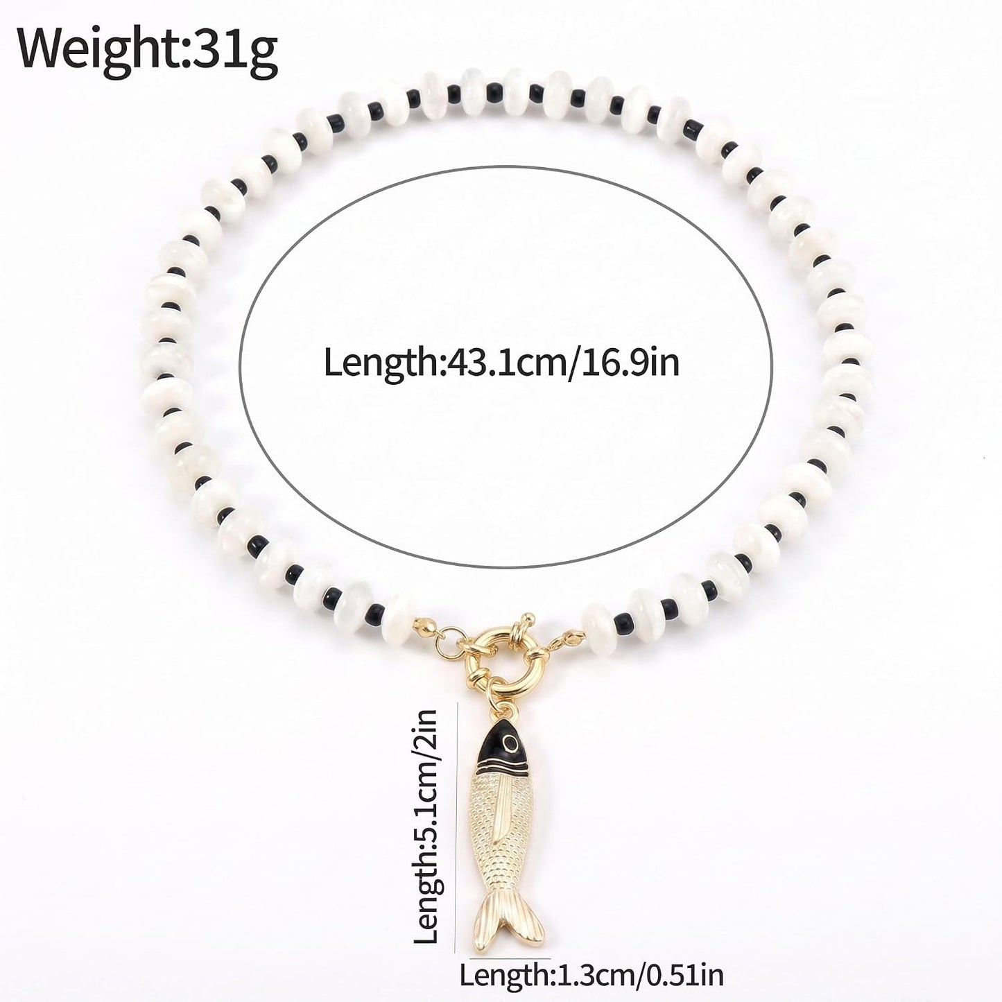 GLRITY Collares bohemios de peces con cuentas para mujer, collar de...