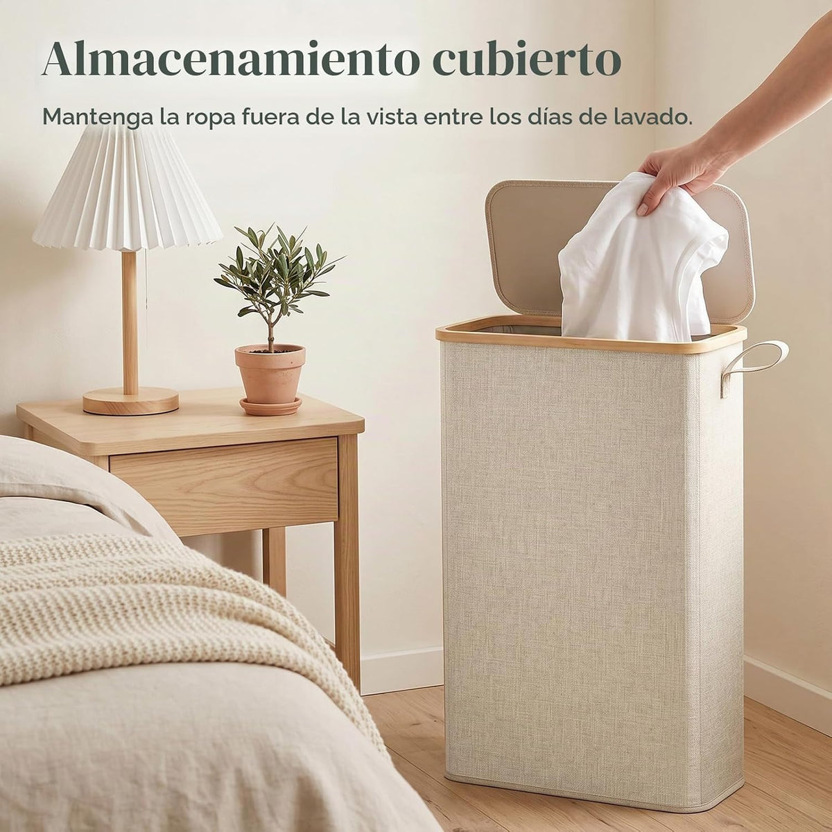 Lifewit Cesta de lavandería delgada de 65 litros con tapa, cesta es...