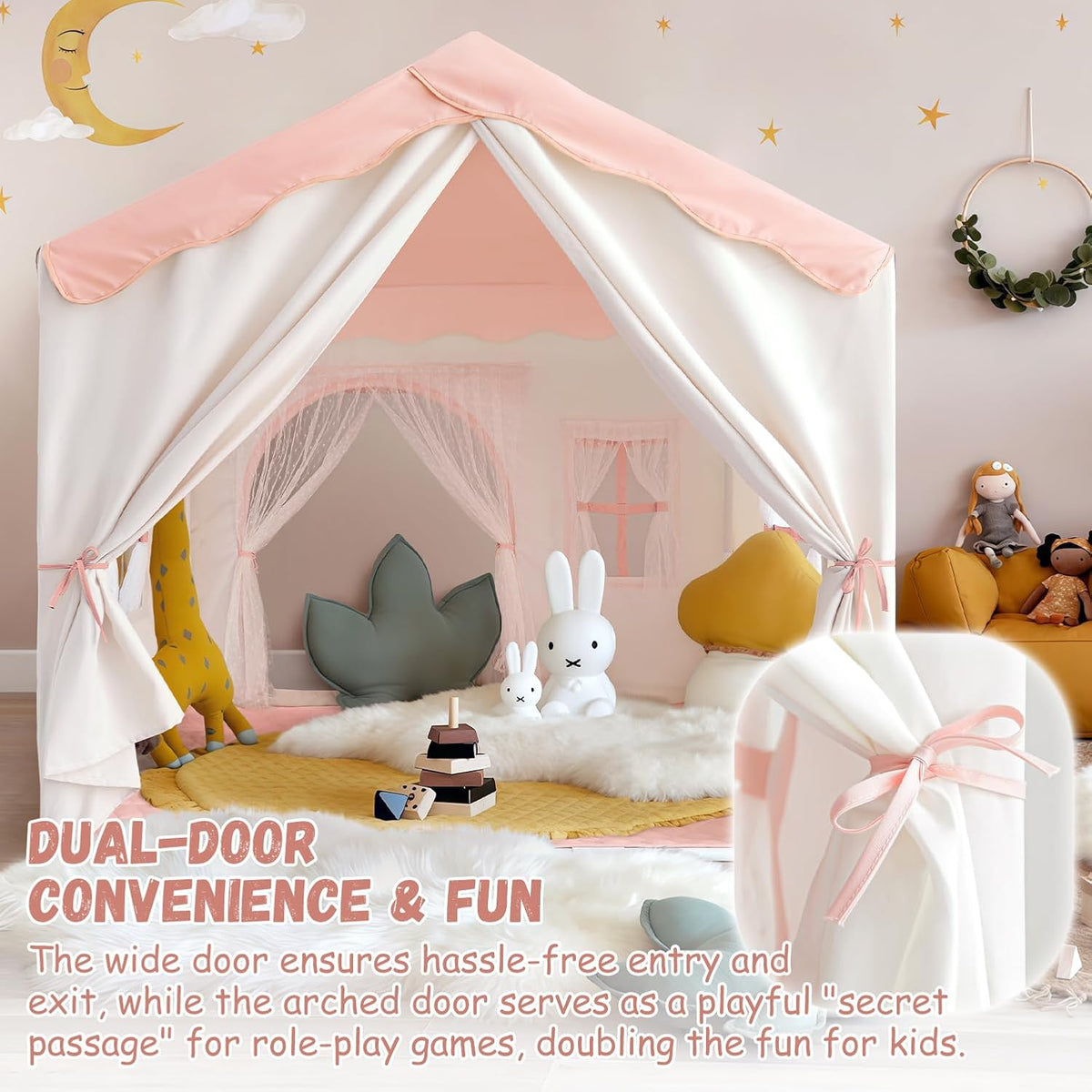 Tienda de campaña para niños con doble puerta castillo de juegos pa...
