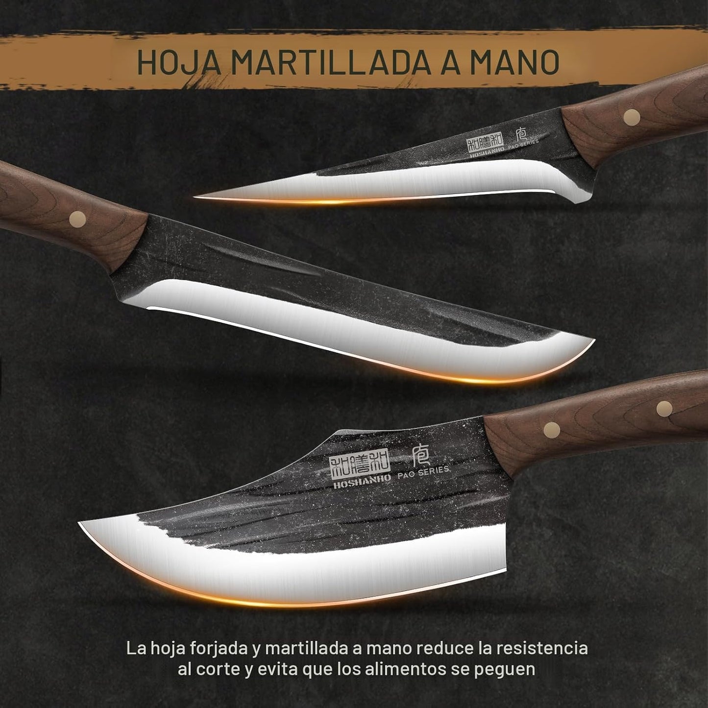 HOSHANHO Juego de cuchillos de carnicero, juego de cuchillos de coc...