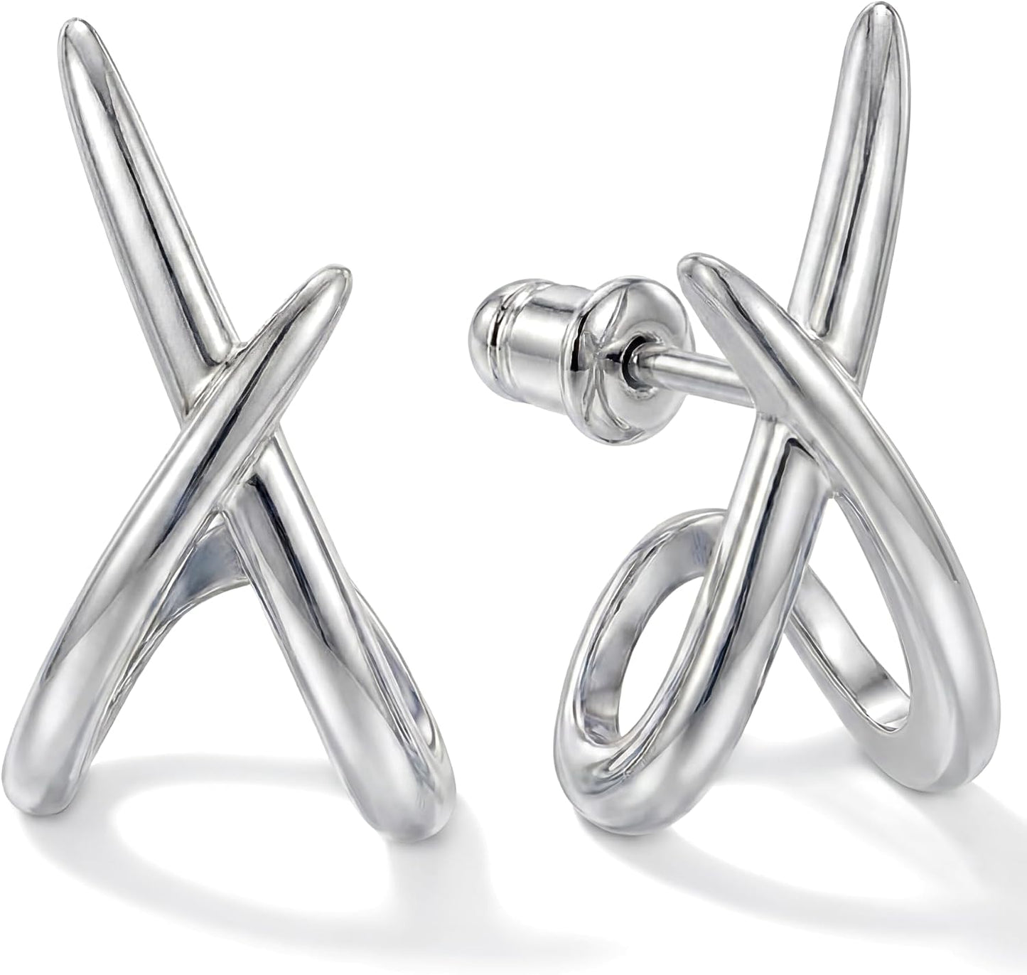 Aretes de oro para mujer, modernos, aretes de tuerca de oro de 14 q...