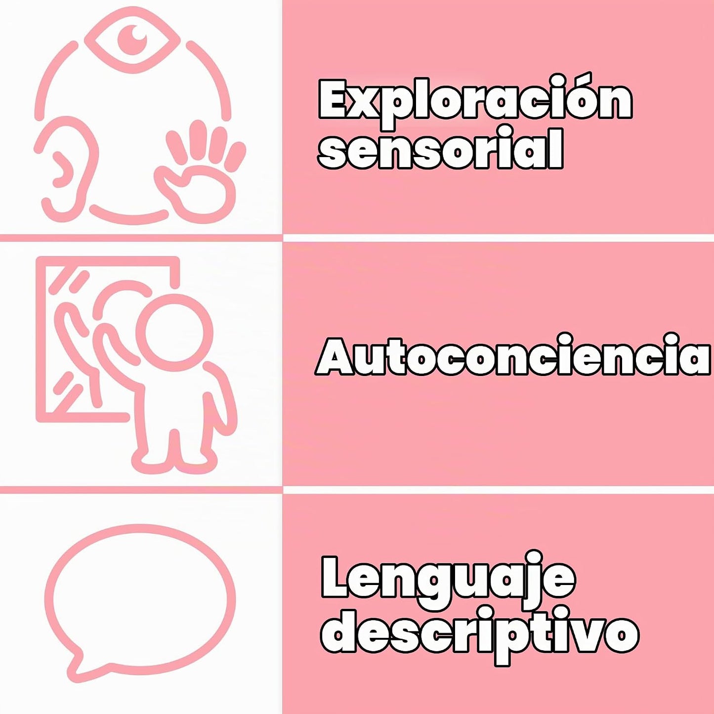 Spark &amp; Wow Espejo sensorial de pared para niños, grande, 4 bur...