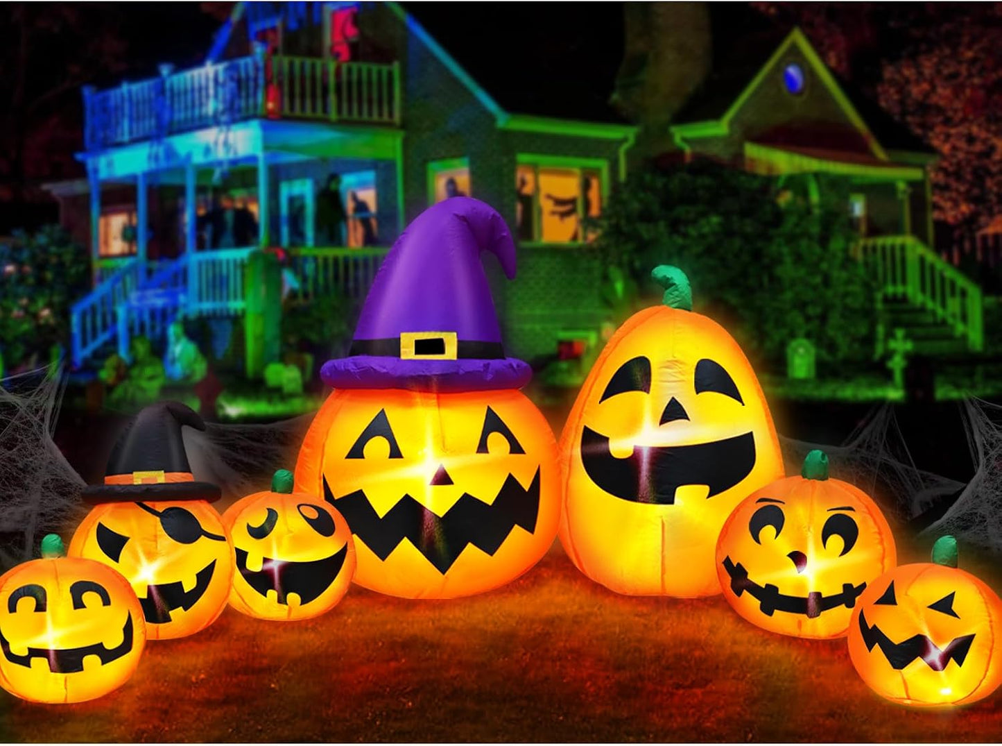 Calabazas inflables de Halloween de 12 pies de largo, decoración al...