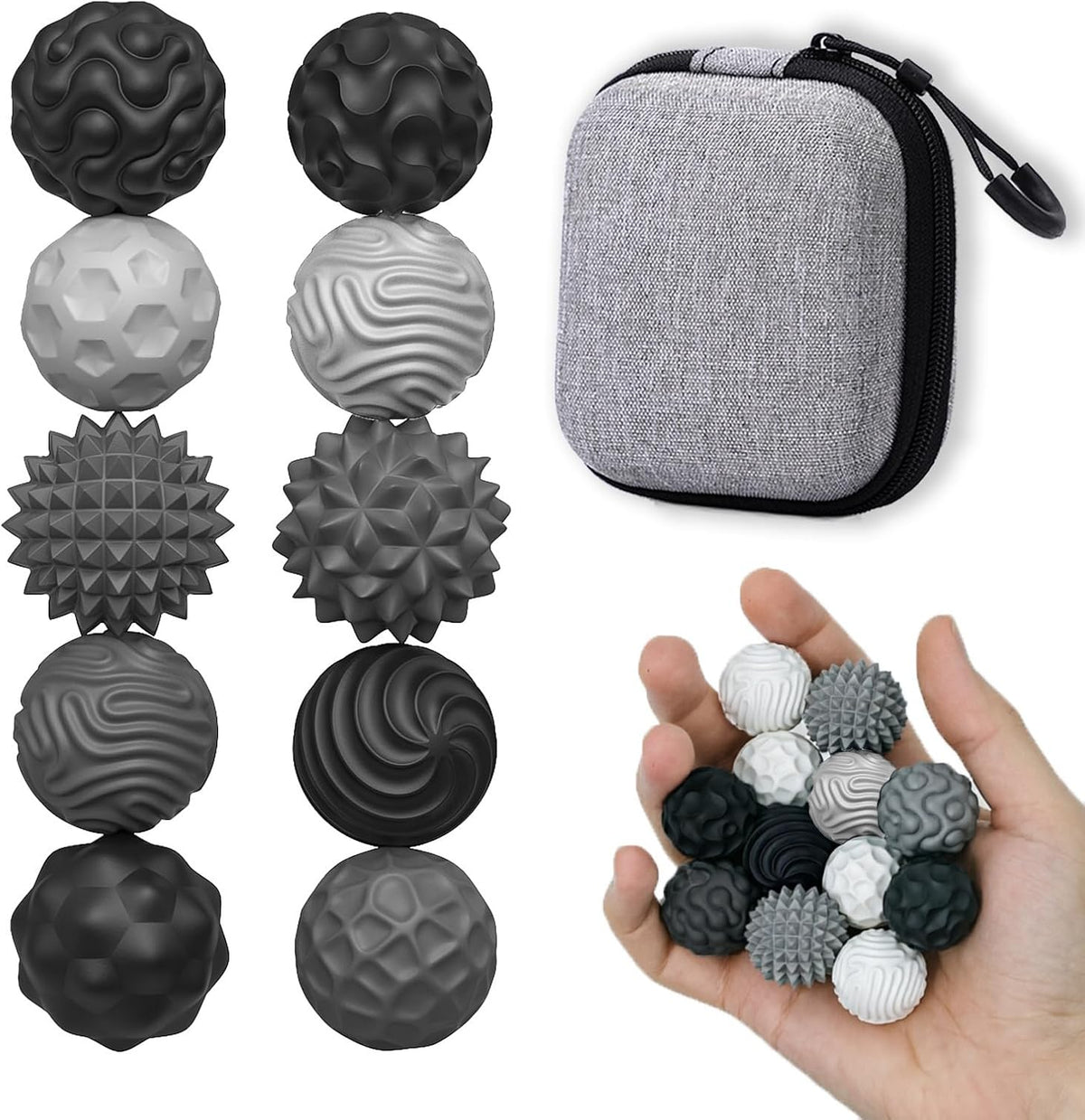 FNASKLEI Bolas magnéticas de silicona, 10 tipos de juguetes para an...