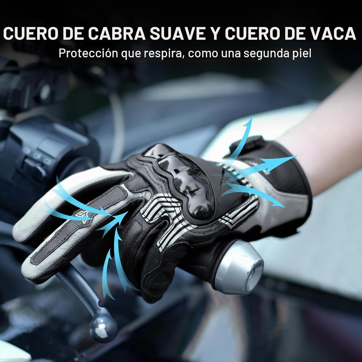 DUHAN Guantes de cuero para motocicleta para hombre/mujer, guantes...