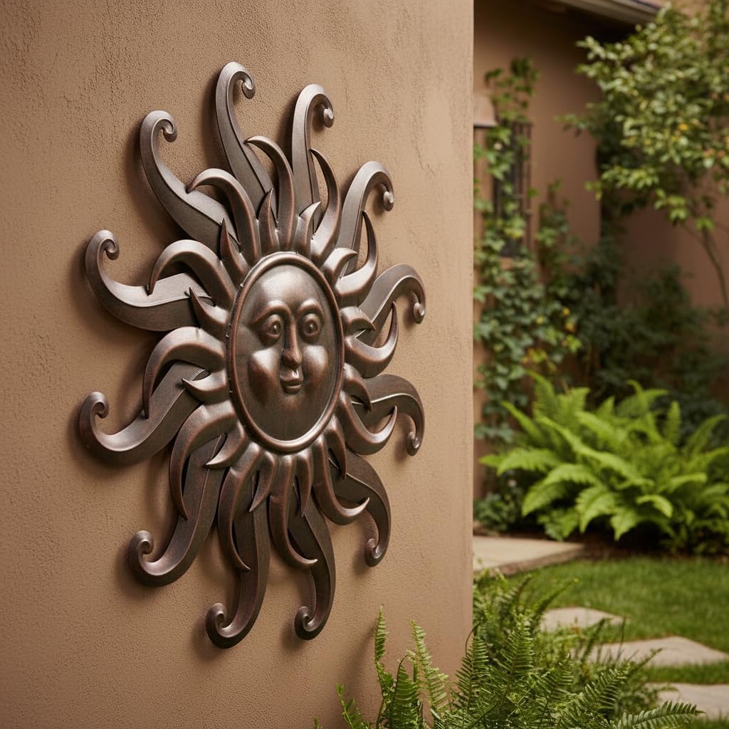 Comfy Hour - Arte de pared grande de metal con cara de sol de 25 pu...