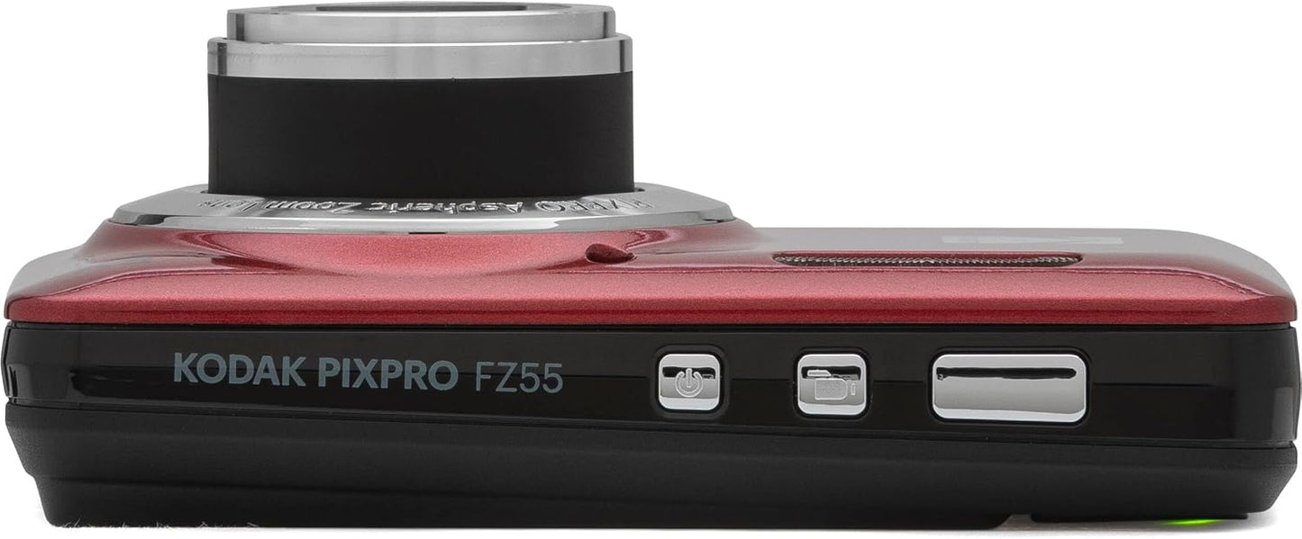 Kodak PIXPRO FZ55 - Cámara digital roja de 16 MP con zoom óptico 5X...
