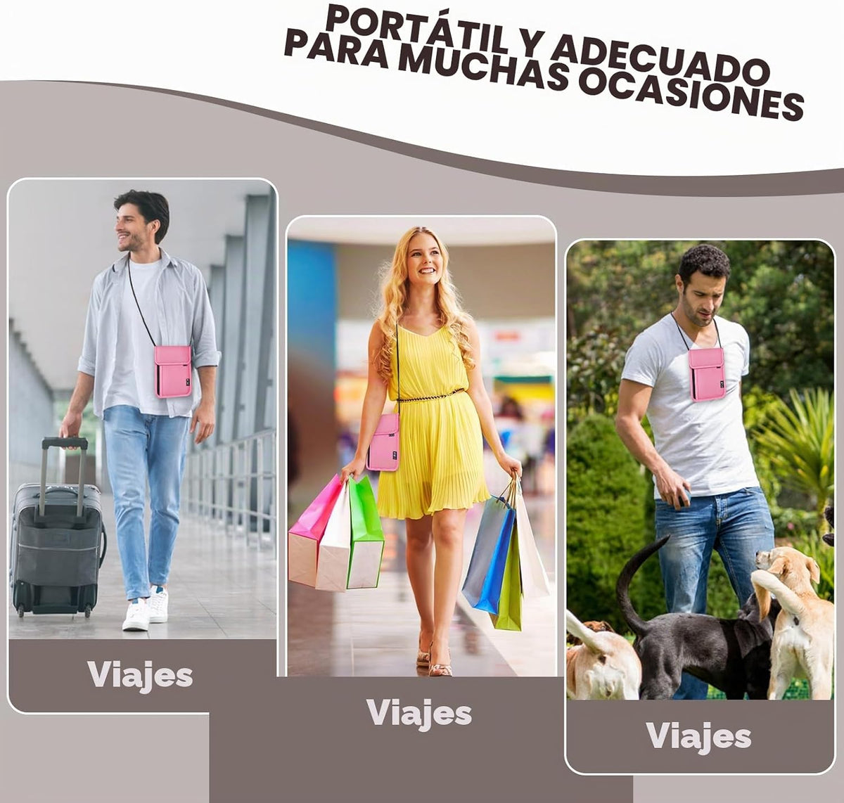 Likesing Funda para pasaporte familiar, bolsa para el cuello, bloqu...