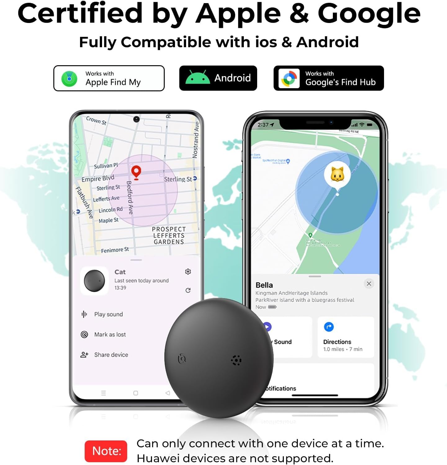 Collar de seguimiento GPS para gatos (iOS y Android), mini rastread...