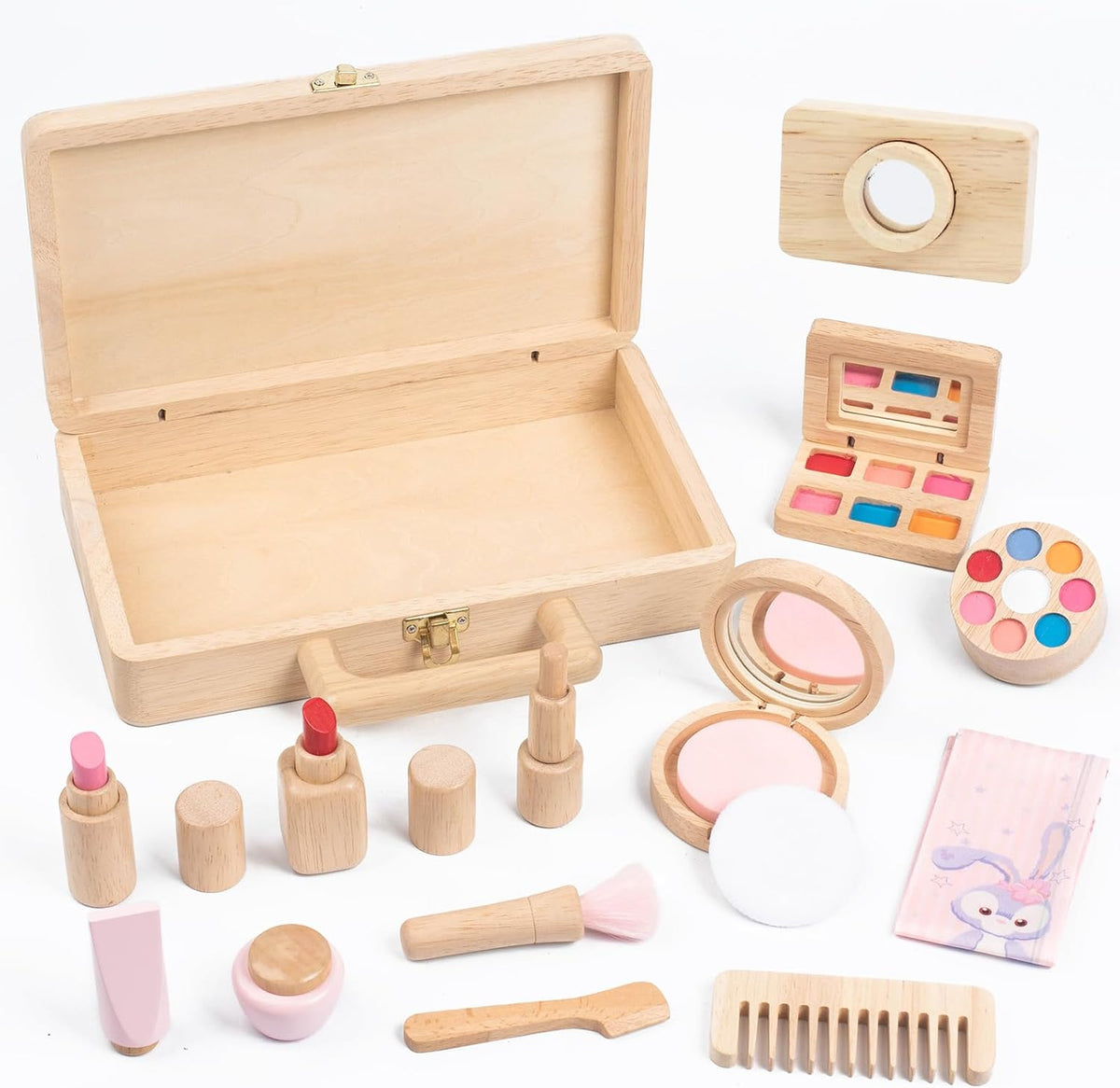 Juego de tocador de madera para niñas, salón de belleza con espejo...