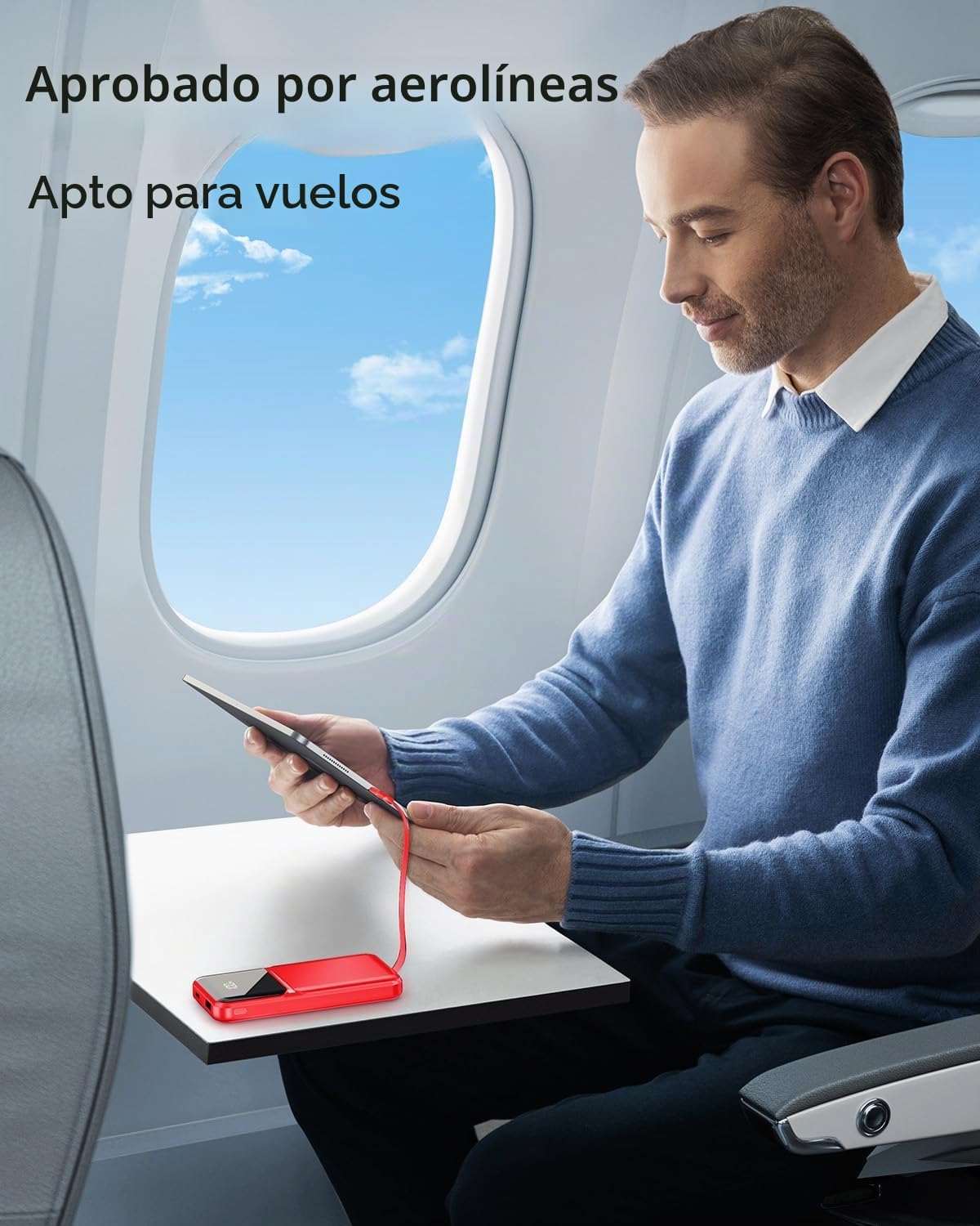 RONEGN Cargador portátil con cable incorporado 10000 mAh USB C Powe...