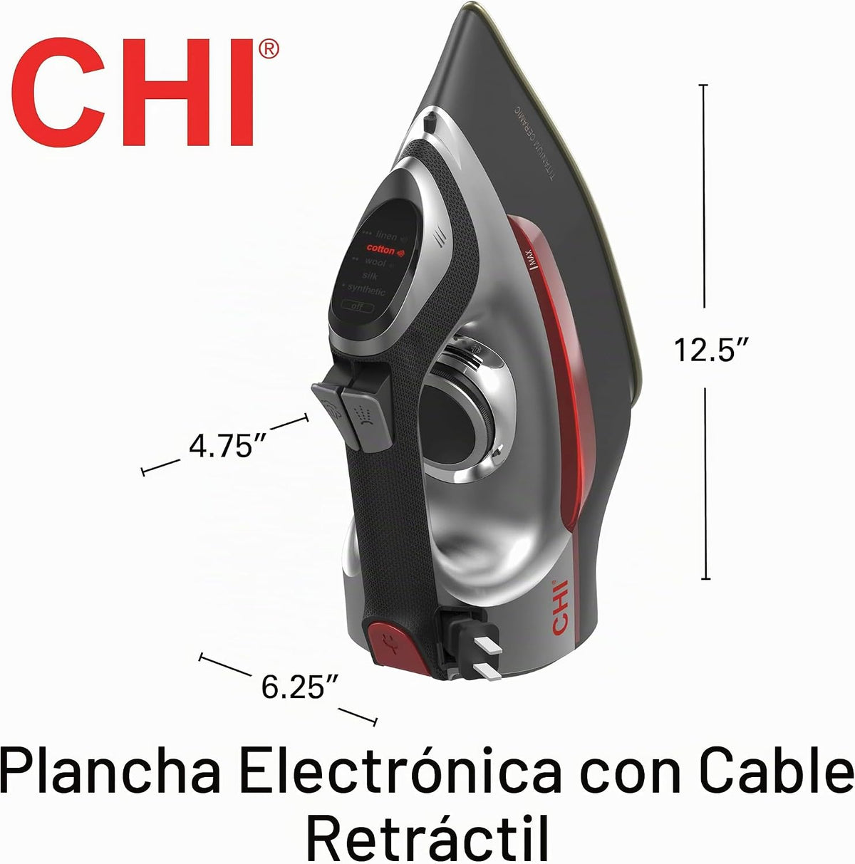 Plancha de vapor procesional CHI - 1700 varios con suela de cerámic...