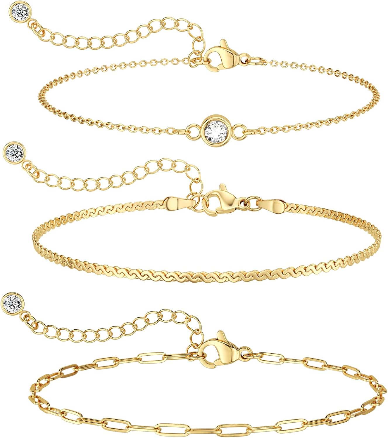 MBW Pulseras chapadas en plata para mujer, delicadas pulseras de pl...