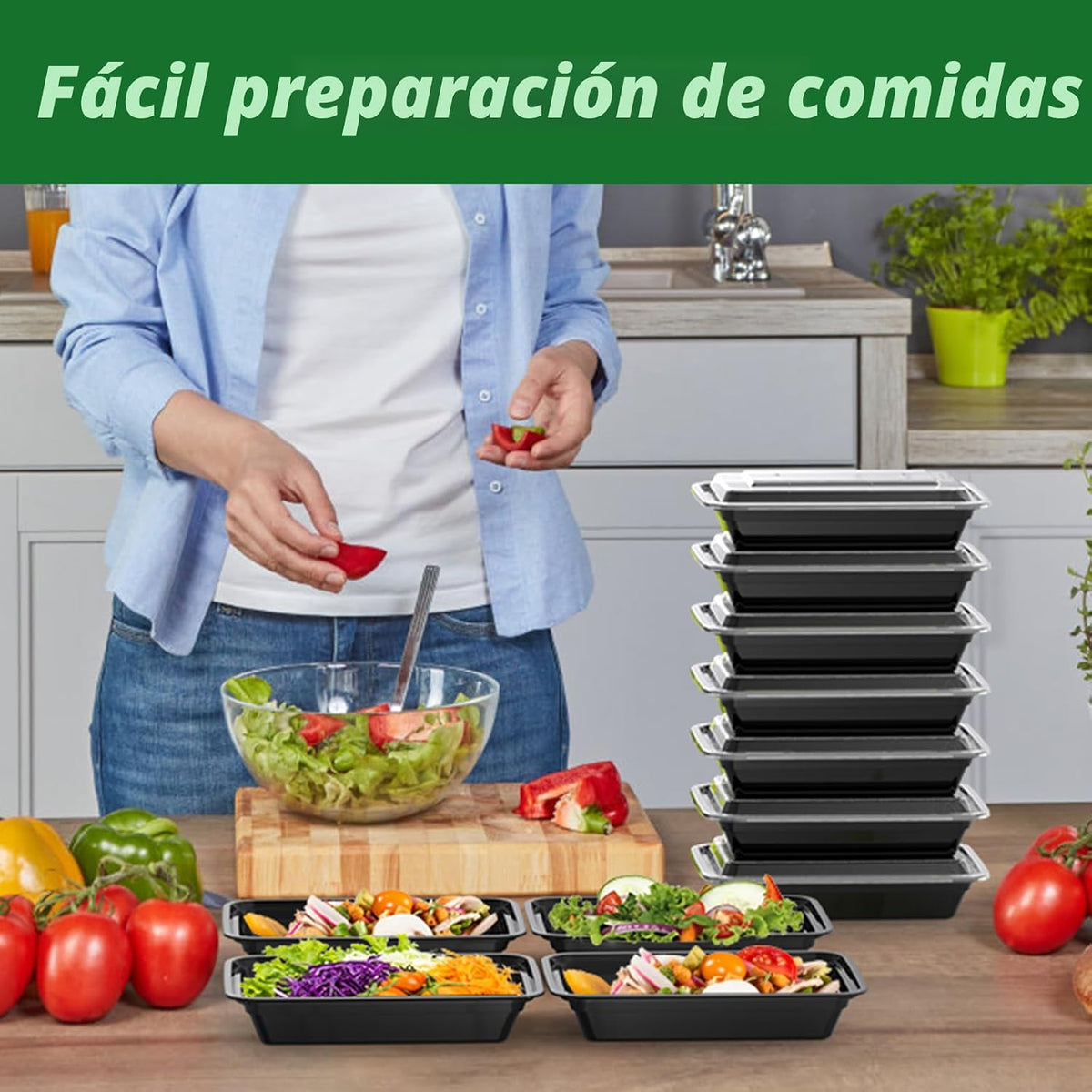 Dealusy - Recipientes con tapa reutilizables de 28 onzas para alime...