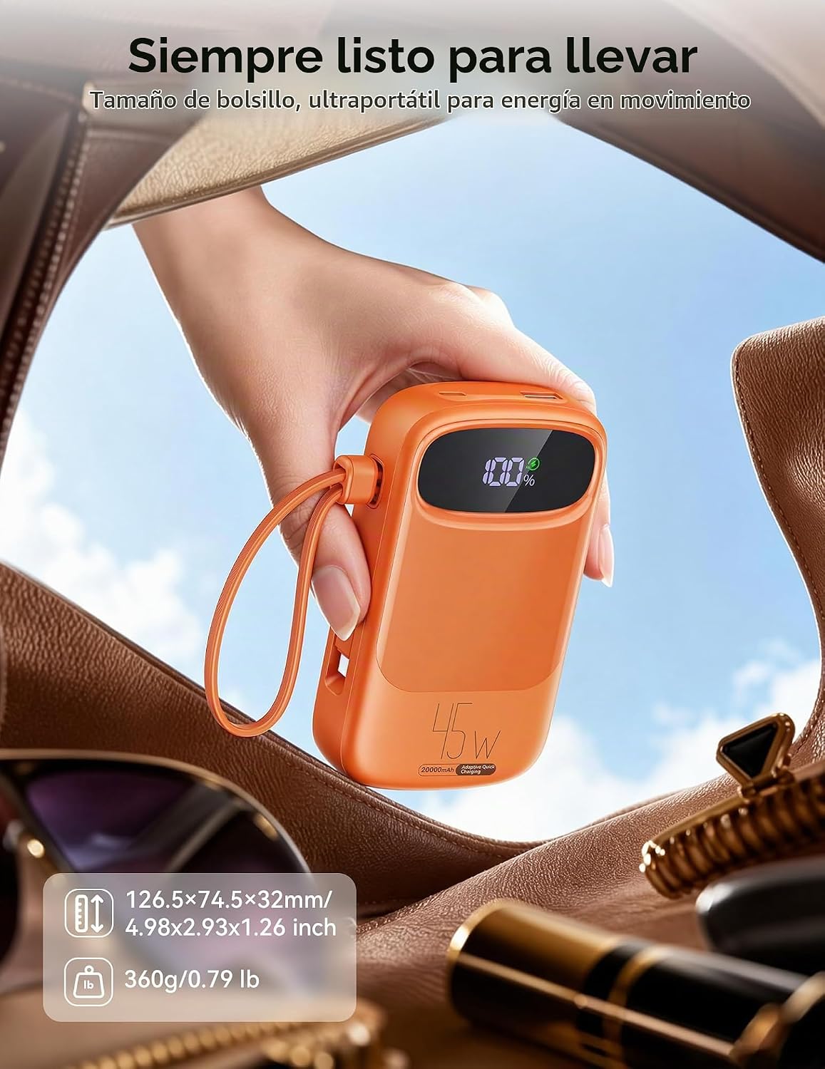 RETMSR Cargador Portátil 20000mAh 45W USB C Carga Rápida, Cable Inc...