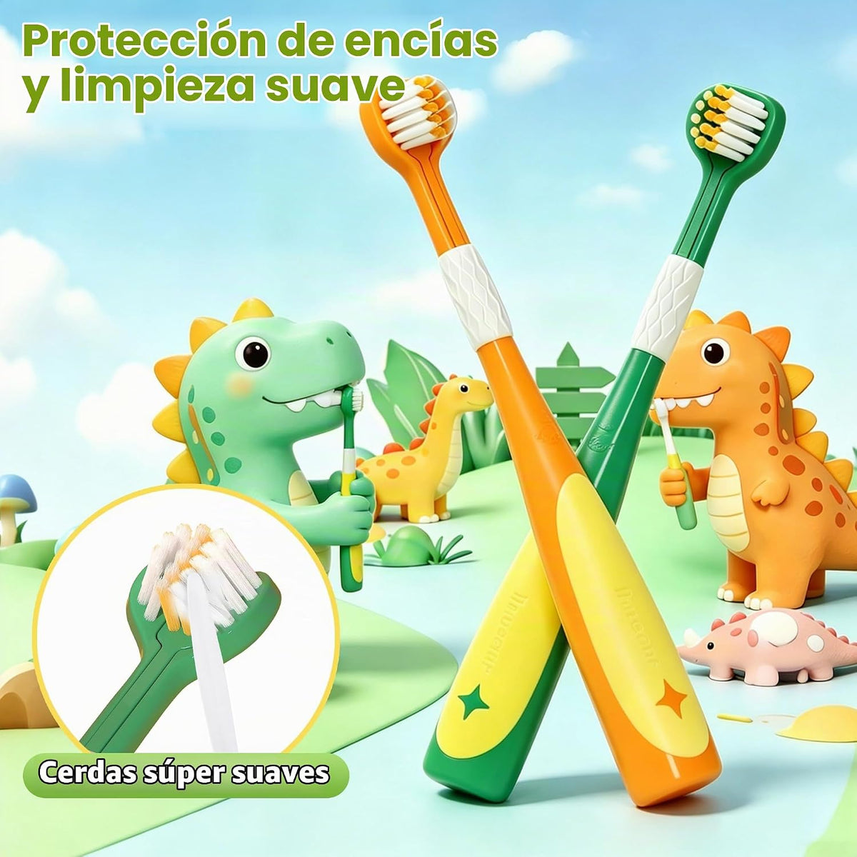 Paquete de 4 cepillos de dientes para niños pequeños, eficientes y...