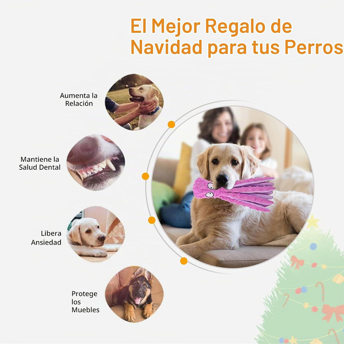 CPYOSN Paquete de 2 juguetes para perros de pulpo, sin relleno, chi...