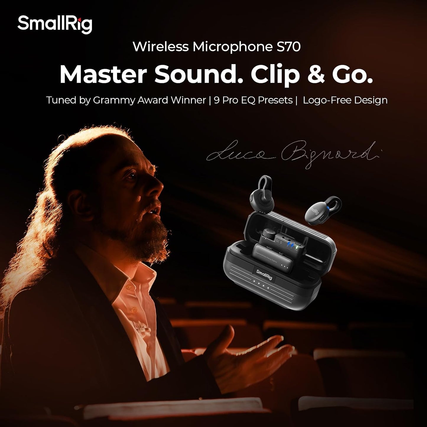 Micrófono inalámbrico SmallRig S70 (2 TX + 2 RX + estuche de carga)...