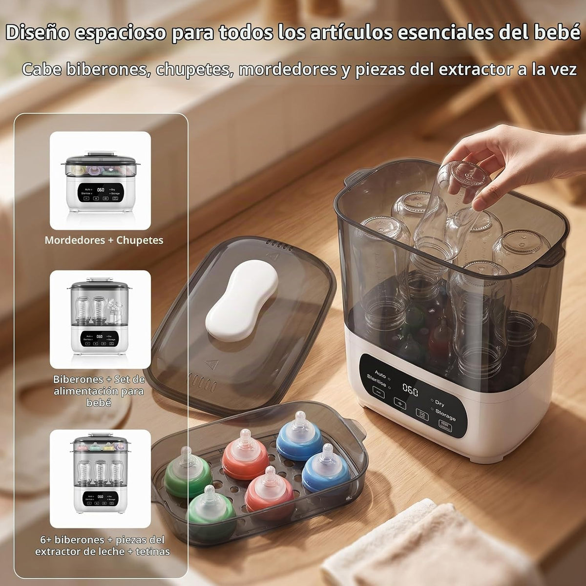 AMZBABYCHEF Esterilizador y secador de biberones eléctrico, esteril...