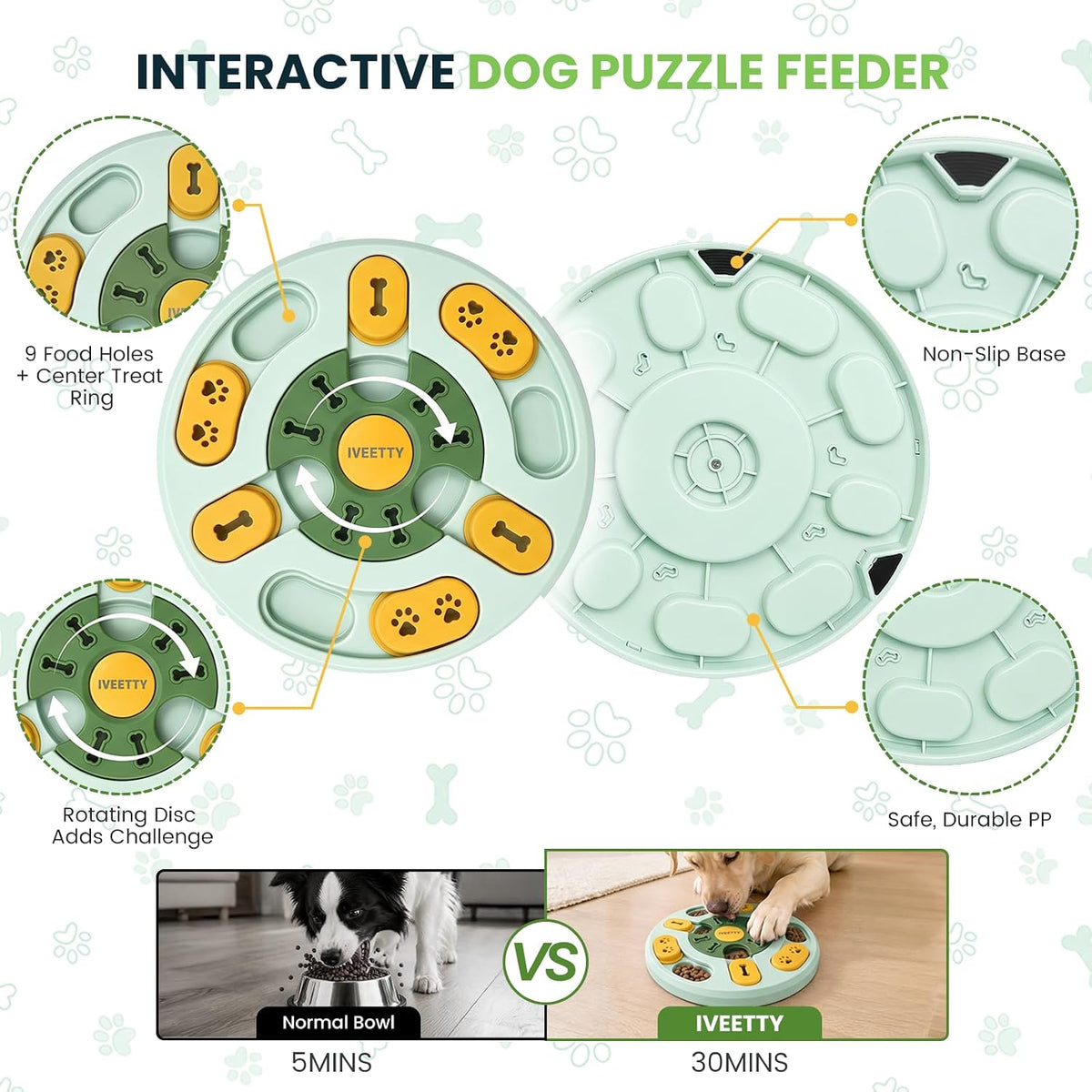IVEETTY Juguete rompecabezas para perros, juguetes interactivos par...