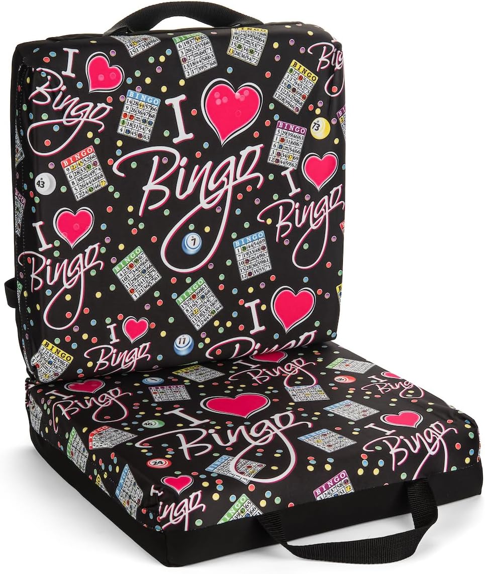 Cojín de Asiento con Patrón Negro I Love Bingo \u2013 Almohada de B...
