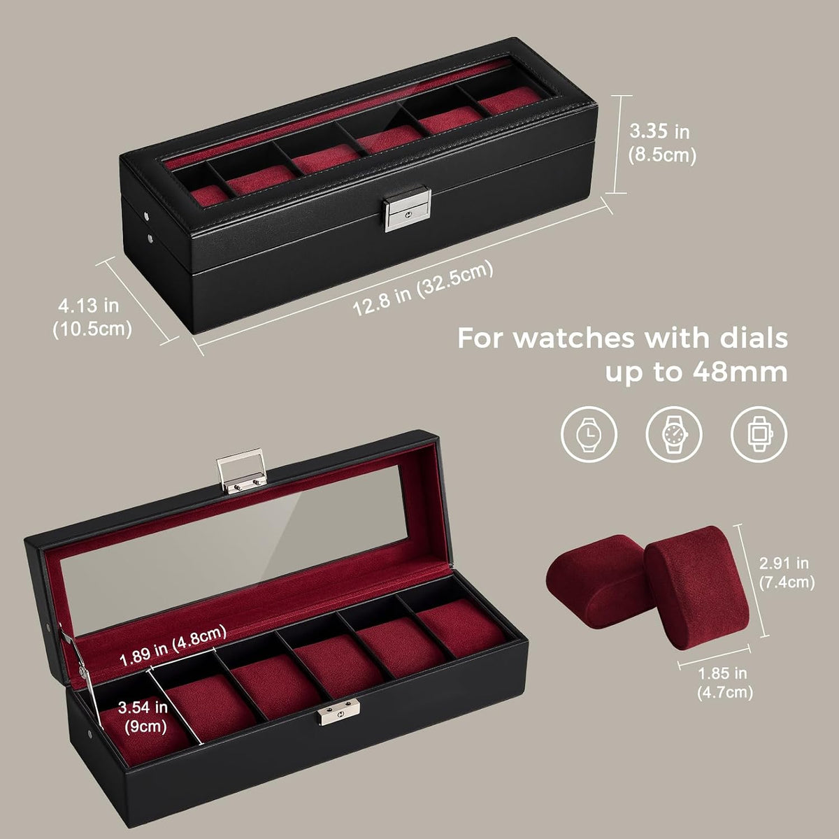 ProCase Caja de reloj con 6 ranuras para hombre, color vino | Organ...