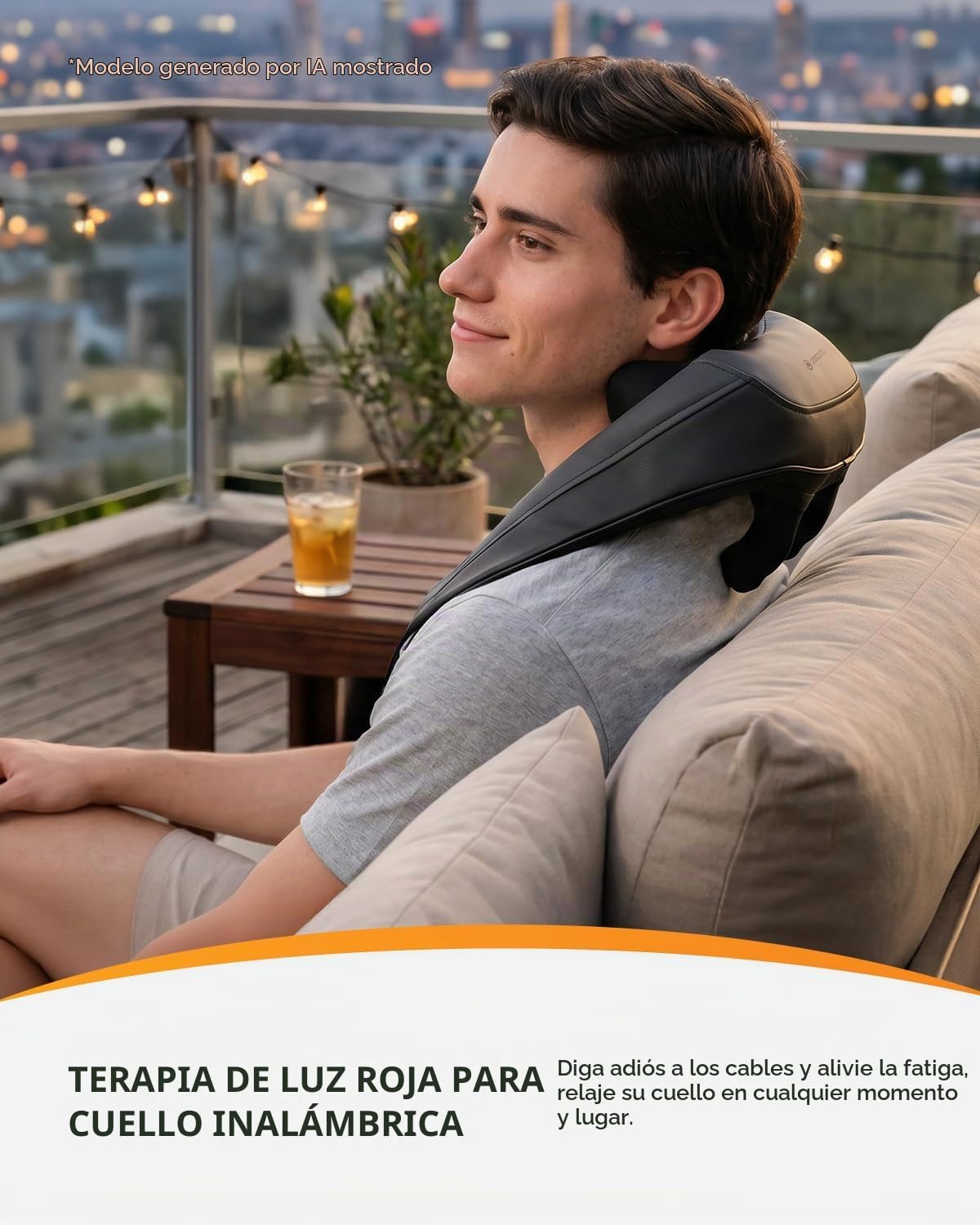 CooCoCo Masajeador de cuello de luz roja con calor, masajeador de c...