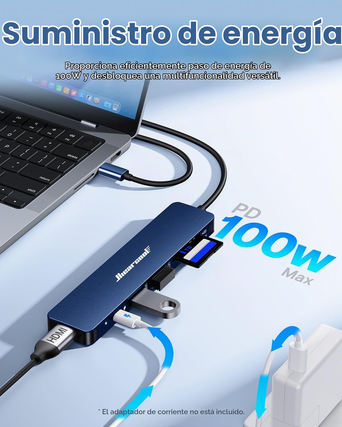 Hiearcool Hub USB C para MacBook Air\/Pro, adaptador USBC 7 en 1 mu...