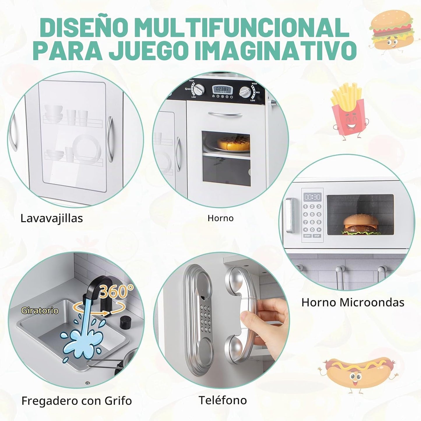 Costzon Juego de cocina para niños, gran juego de juguetes de cocin...