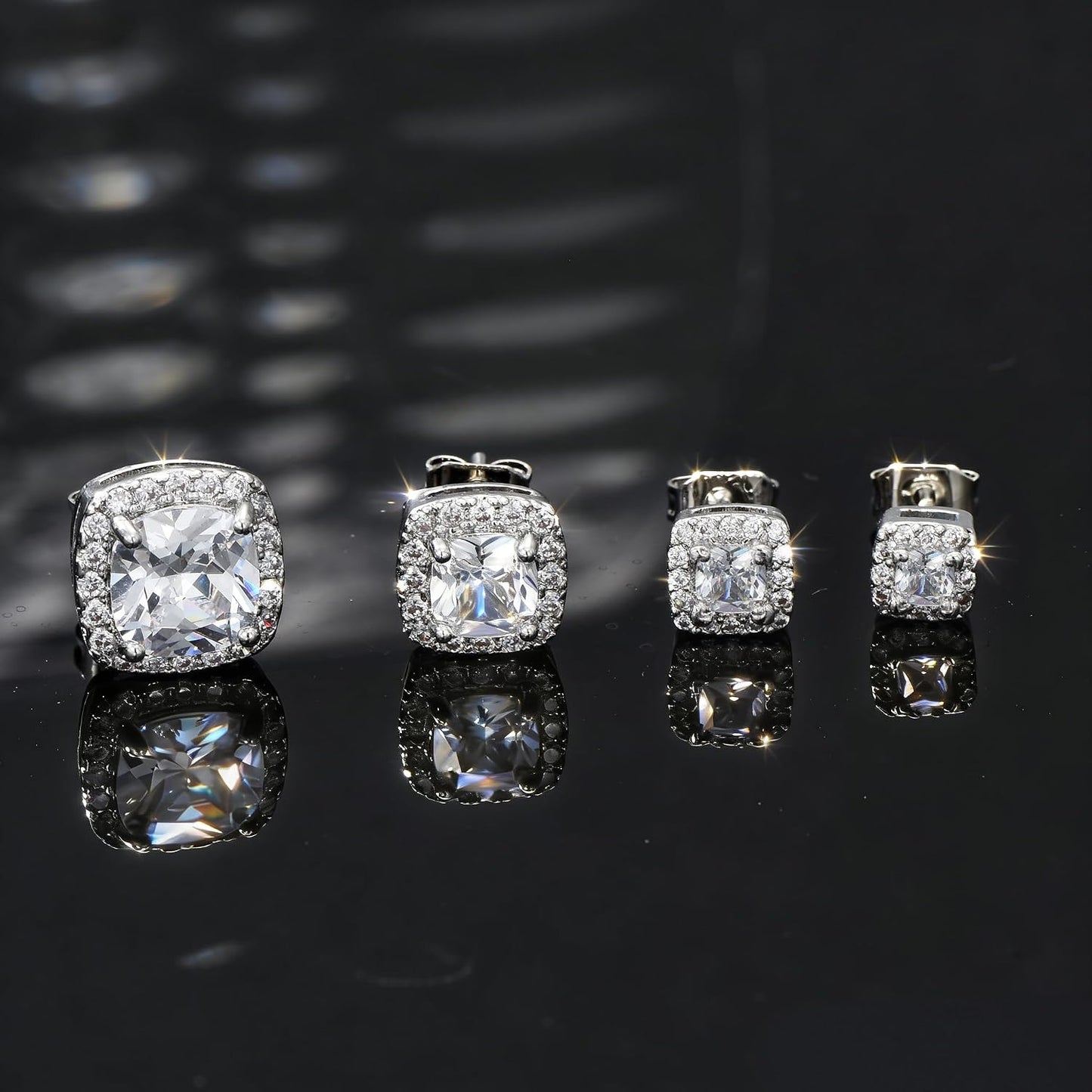 4 pares de aretes de plata para mujer, chapados en plata de 18 quil...