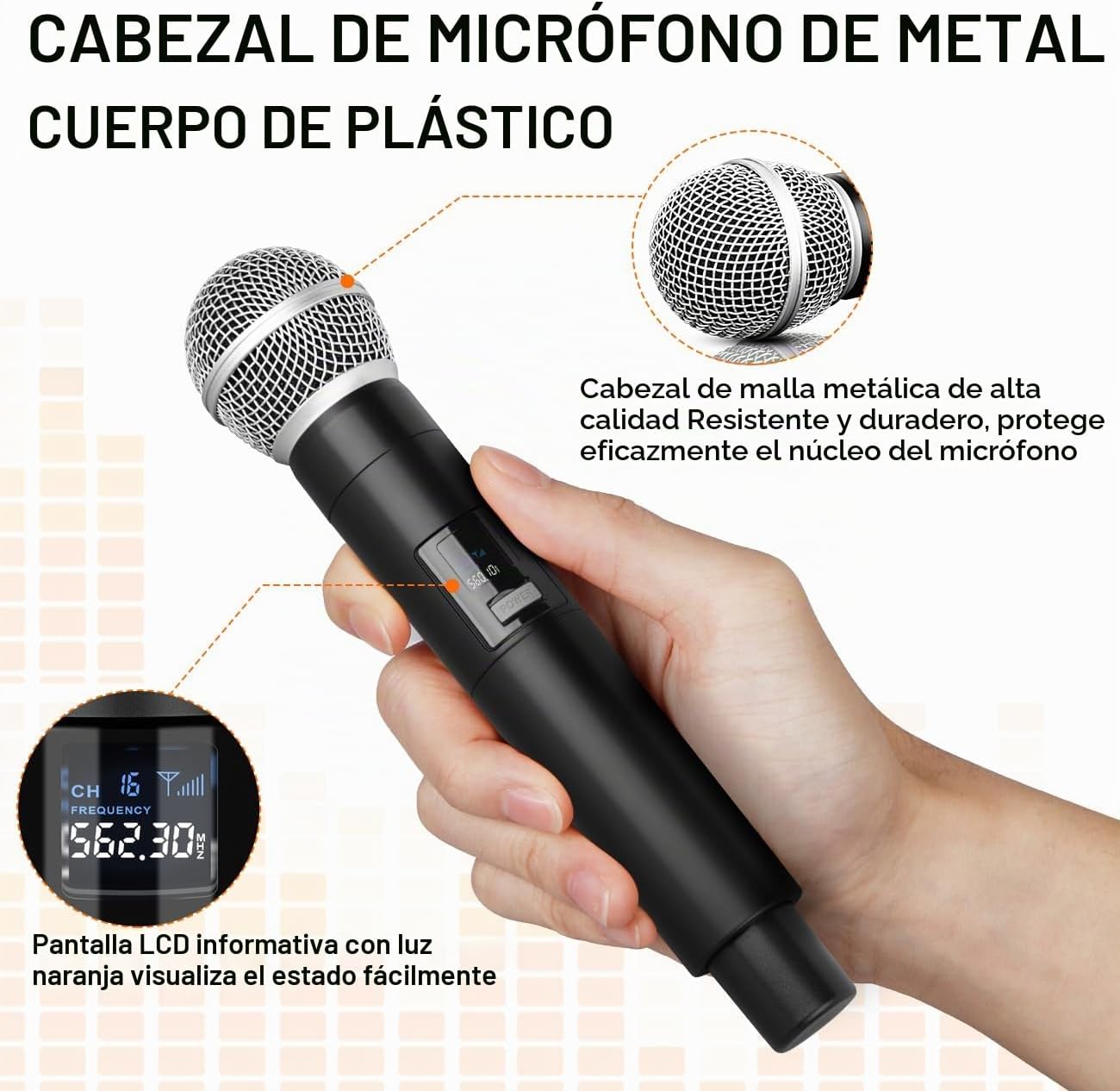 Depusheng DX4 Micrófono Inalámbrico, Sistema Profesional de Karaoke...