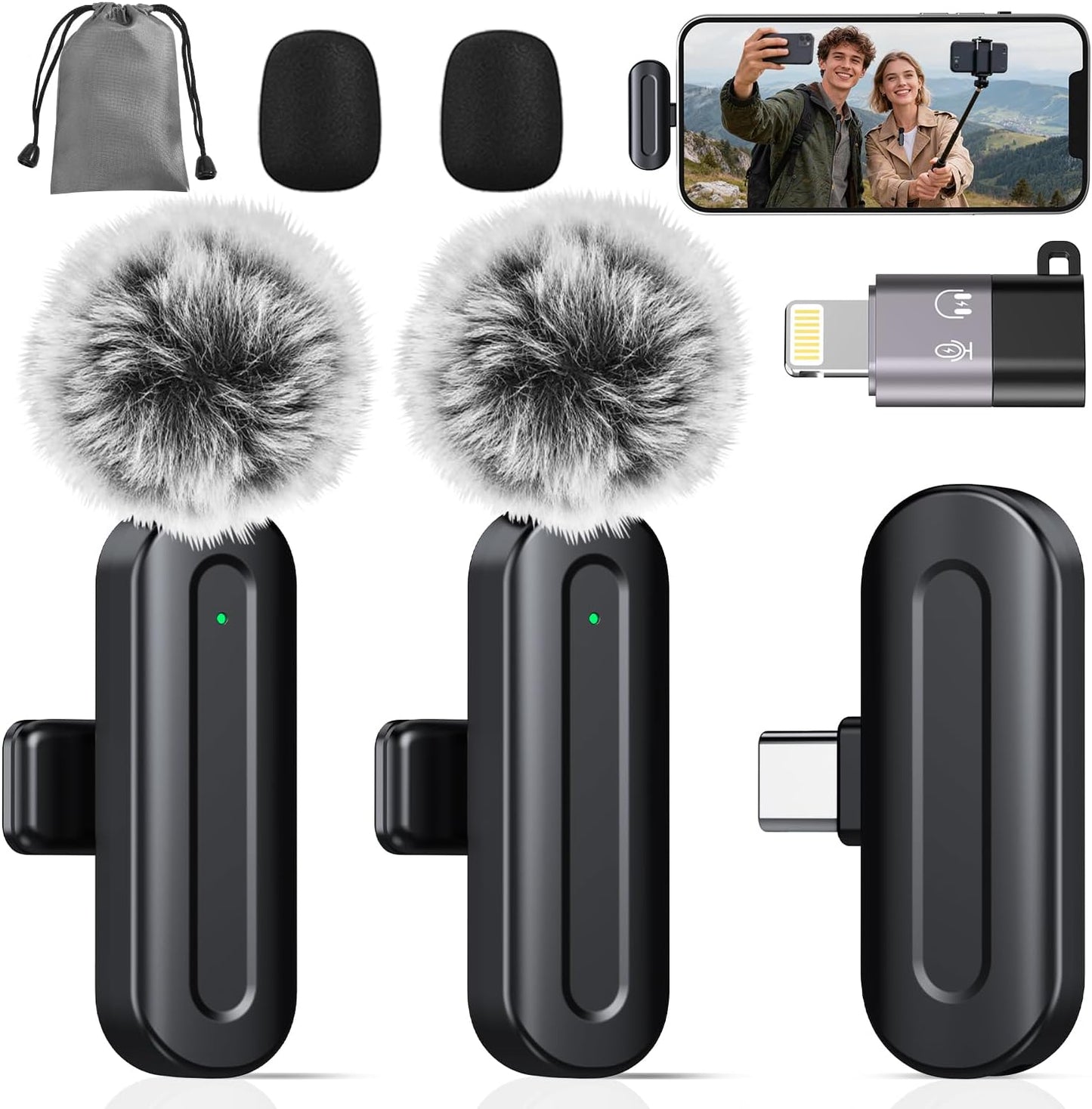 PQRQP Mini micrófono inalámbrico para iPhone\/iPad\/Android: Paquet...