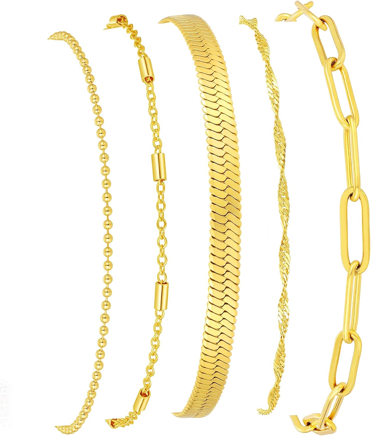 Striviio Pulseras de oro para mujer, chapado en oro de 14 quilates,...