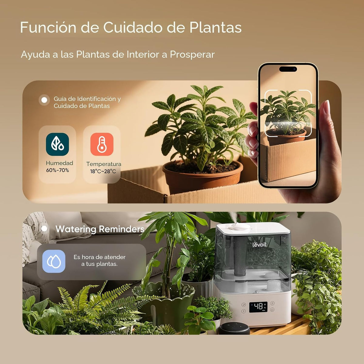 Levoit Humidificadores para dormitorio, habitación grande, 6L, 60 h...