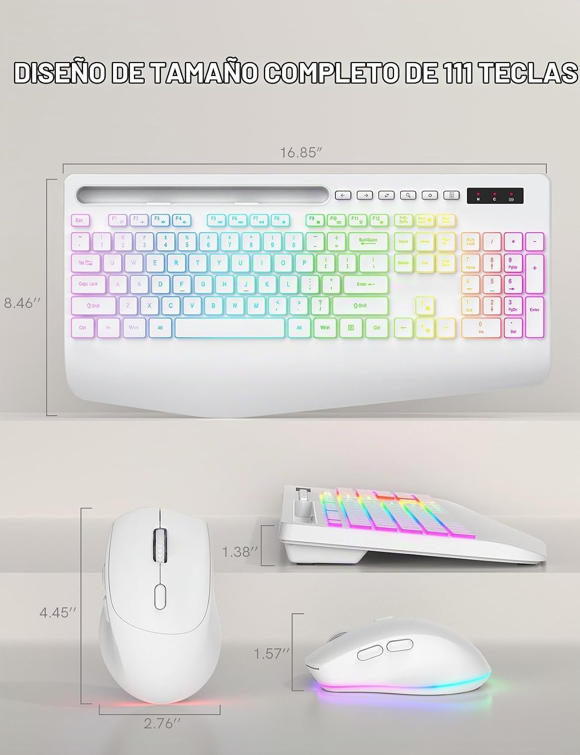 SABLUTE Combo de teclado y mouse inalámbricos: 9 efectos retroilumi...