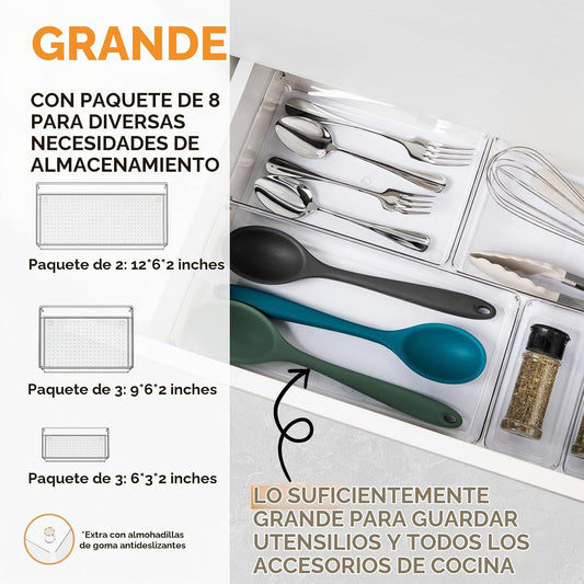 Criusia Paquete de 8 organizadores de cajones para utensilios de co...