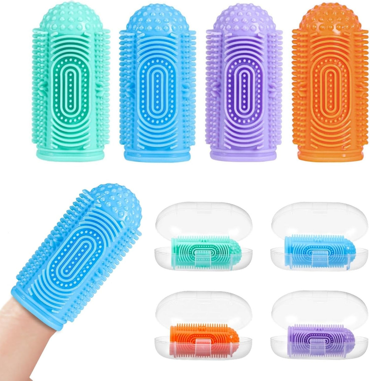 NFSVLB Cepillo de dientes para bebés, 4 piezas con 4 fundas de alma...